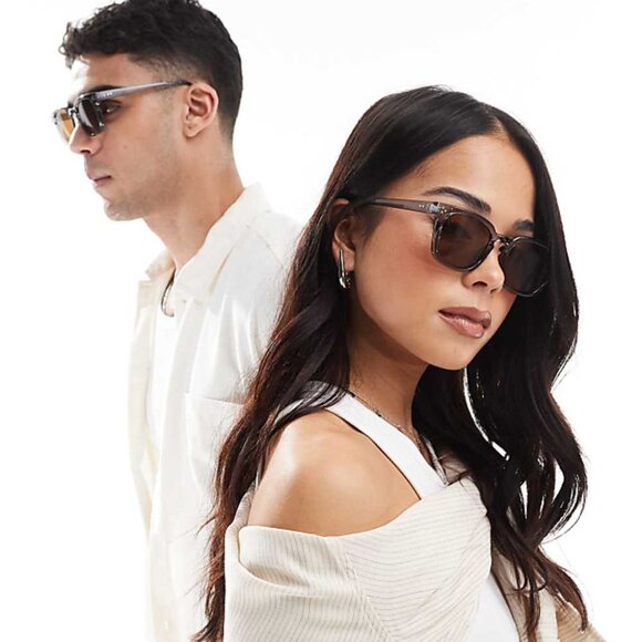 ASOS Accessories - Grey clear frame Classic rectangular shape brown tinted fashion sunglasses